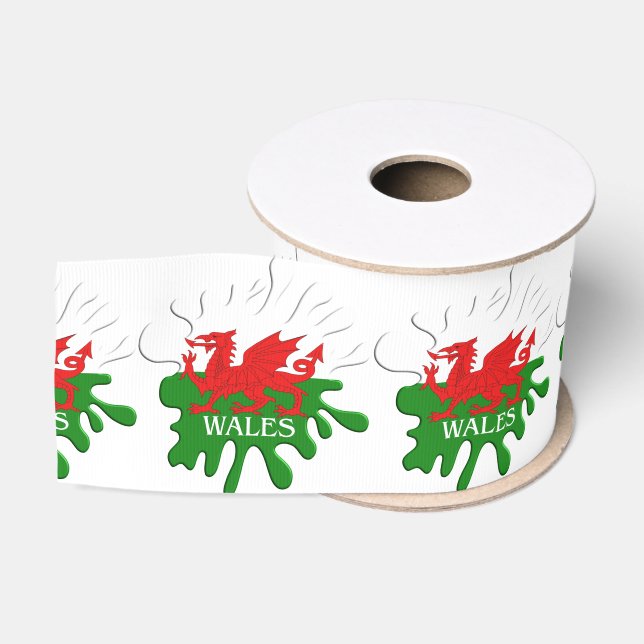 Ruban Gros-grain Drapeau Welsh Cymru (Bobine)