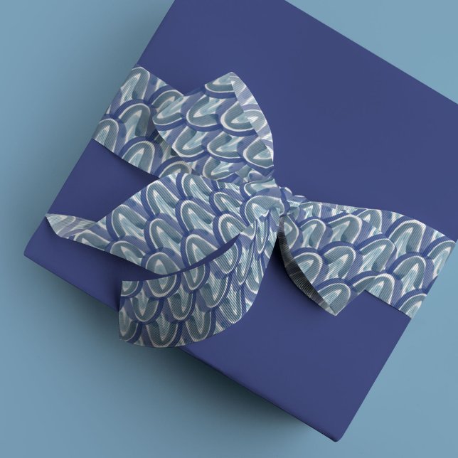 Ruban Gros-grain Echelle aquarelle en bleu (Blue watercolor scale ribbon)