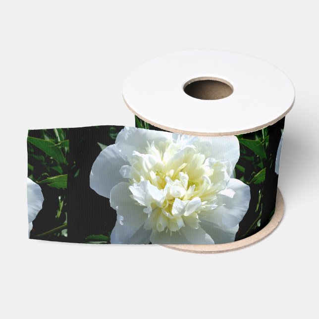 Ruban Gros-grain Elégant blanc peony floral blanc photo (Bobine)