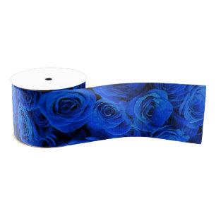 Ruban Gros-grain Elégant bleu rose bleu fleurs bleu bleu bleu flora