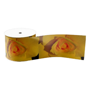 Ruban Gros-grain Elégant chic Roses Jaunes