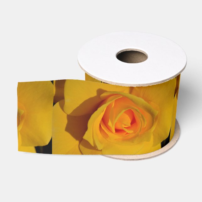 Ruban Gros-grain Elégant chic Roses Jaunes (Bobine)