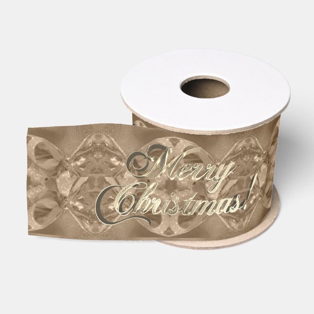 Ruban Gros-grain Élégant Joyeux Motif de Noël Brown (Bobine)
