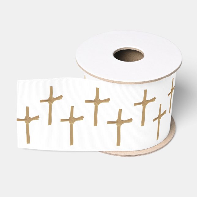 Ruban Gros-grain Élégant modèle religieux Palm Cross Art (Bobine)