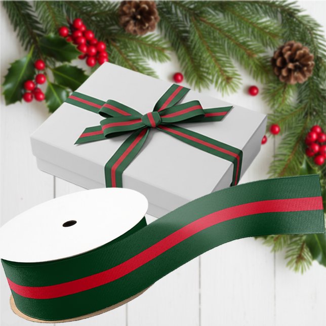 Ruban Gros-grain Élégant Noël vert et rouge (Créateur téléchargé)