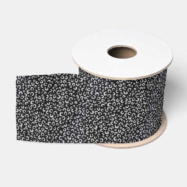 Ruban Gros-grain Élégant Parties scintillant d'argent noir Motif lé (Bobine)
