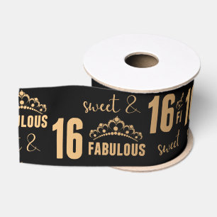 Ruban Gros-grain Élégant Sweet 16 typographie