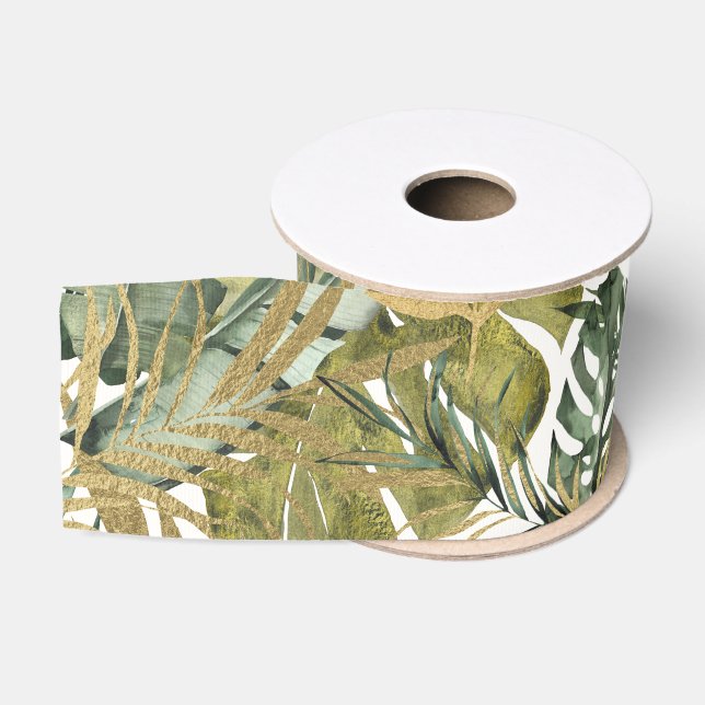 Ruban Gros-grain Élégants Feuilles de la Jungle (Bobine)