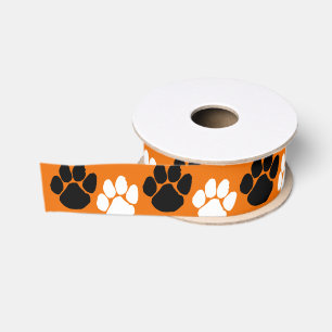 Ruban Gros-grain Empreinte à répétition orange et noir