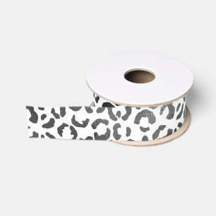 Ruban Gros-grain Empreinte de léopard noir et blanc 