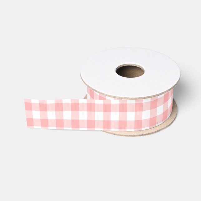 Ruban Gros-grain En vichy rose (Bobine)