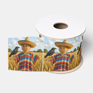 Ruban Gros-grain Épouvantail portant un sombrero et un poncho