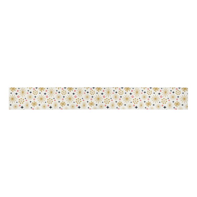 Ruban Gros-grain Etoiles Gold Retro et baies rouges (Devant)