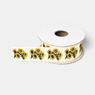 Ruban Gros-grain Faveur de mariage automnal au tournesol rustique