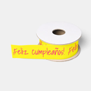 Ruban Gros-grain Feliz Cumpleaños espagnol Bonne fête d'anniversair