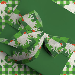 Ruban Gros-grain Fête de Noël à l'Éléphant Blanc à carreaux verts