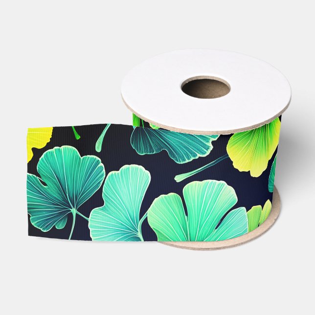 Ruban Gros-grain Feuilles de Ginko biloba (Bobine)