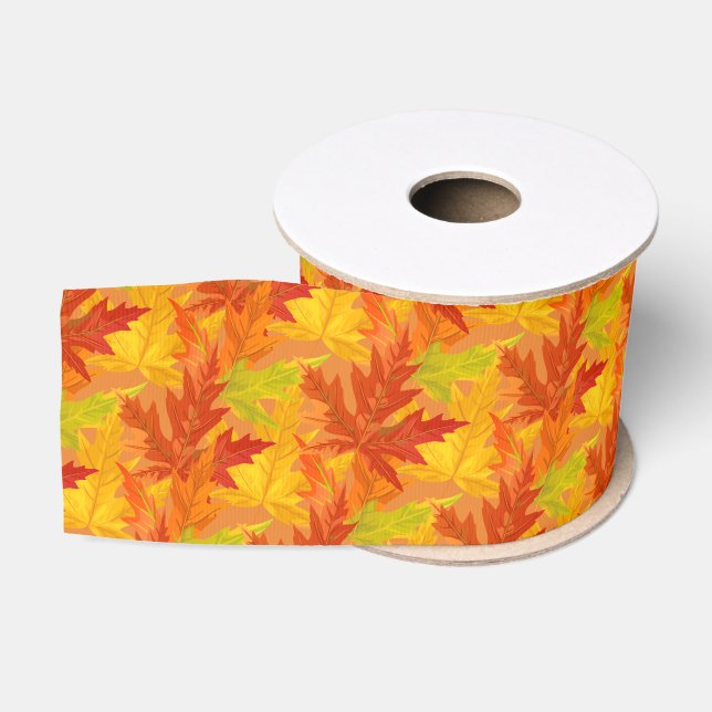 Ruban Gros-grain Feuilles De Ruban De Grosgrain D'Automne (Bobine)