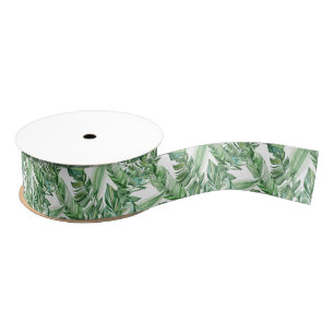 Ruban Gros-grain Feuilles verts tropicaux