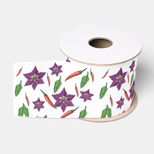 Ruban Gros-grain Fleur de Piments Botanique (Bobine)