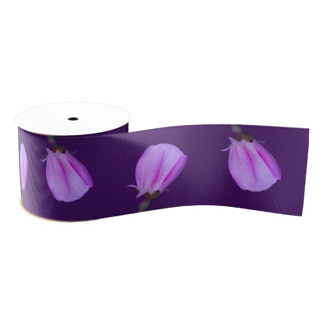 Ruban Gros-grain Fleur de printemps rose et violet invertie (Bobine)