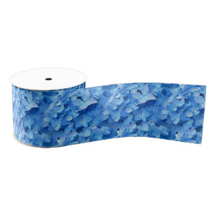 Ruban Gros-grain Fleurs d'Hydrangée Bleue Floral Floroms Mariage