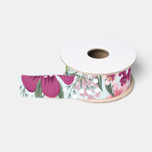 Ruban Gros-grain Fleurs tropicales de ruban à grains de graisse de 