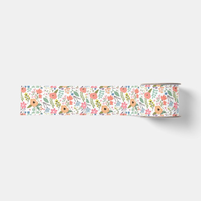 Ruban Gros-grain Floral graphique moderne (Devant)