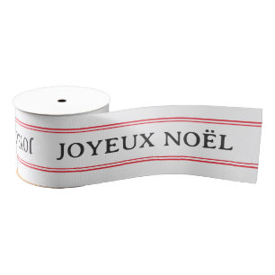 Ruban Gros-grain French Joyeux Noël Red Stripe Noël