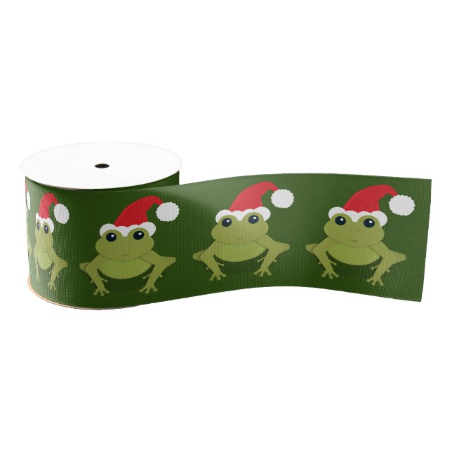 Ruban Gros-grain Frog Père Noël Green Christmas (Bobine)