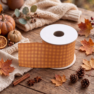 Ruban Gros-grain Gingham à carreaux classique citrouille automne