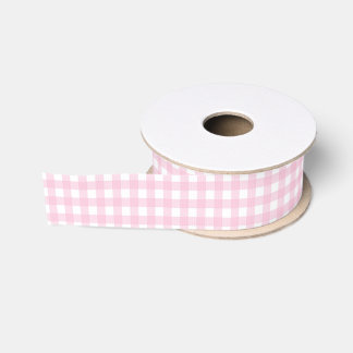Ruban Gros-grain Gingham rose et blanc