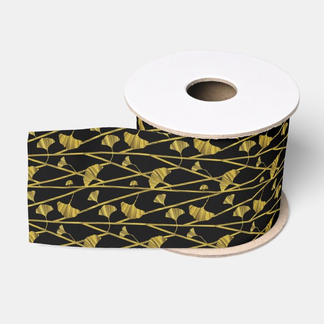 Ruban Gros-grain ginkgo d'or (Bobine)