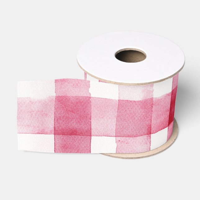Ruban Gros-grain Girly Pink White Plaid Stripes Bridal Shower (Bobine)
