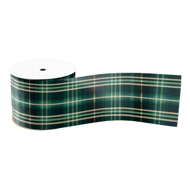 Ruban Gros-grain Gold et vert Élégant Noël Plaid (Bobine)