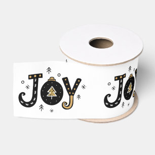 Ruban Gros-grain Golden Joy Jouer Script Holiday Ribbon