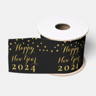 Ruban Gros-grain Golden Stars - Bonne année 2024 Satin Ruban