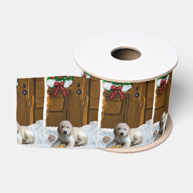 Ruban Gros-grain Goldendoodle Puppy Christmas (Bobine)