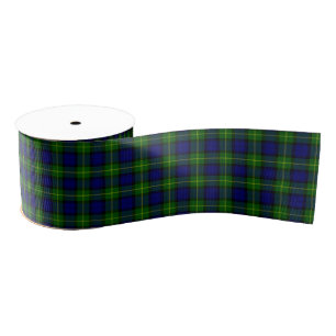 Ruban Gros-grain Gordon tartan bleu vert plaid