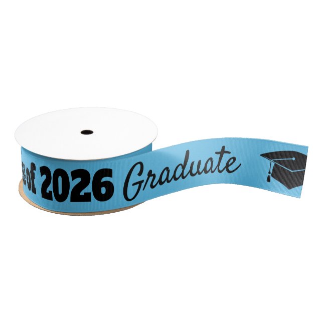 Ruban Gros-grain Graduation Celebration Black Blue Hat Vector Art (Bobine)