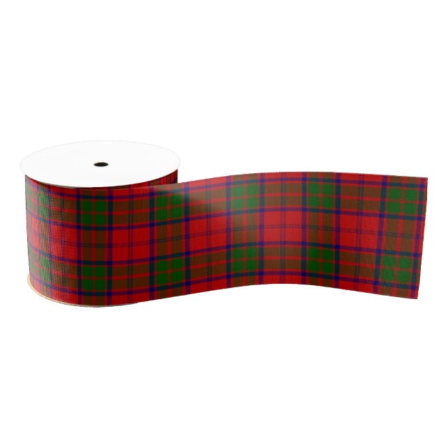 Ruban Gros-grain Grant tartan rouge vert plaid (Bobine)