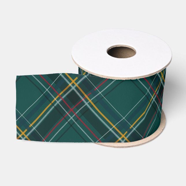 Ruban Gros-grain Green Christmas plaid simple classic holiday (Bobine)