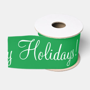 Ruban Gros-grain Green Happy Holidays Script Noël moderne