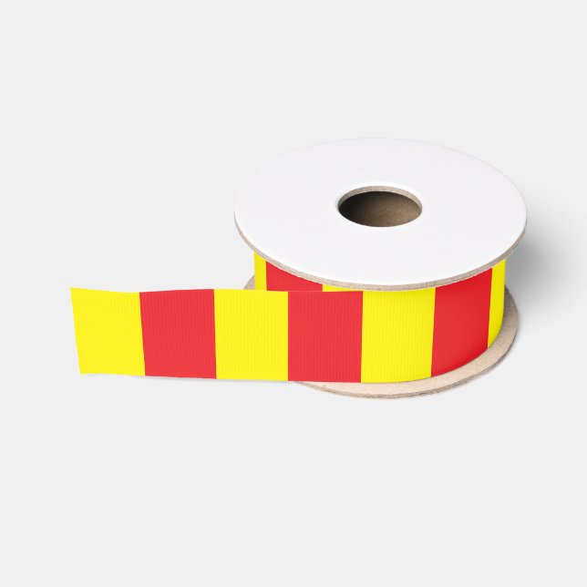 Ruban Gros-grain Grilles verticales jaunes et rouges (Bobine)