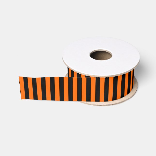 Ruban Gros-grain Halloween noir/orange bande (Bobine)
