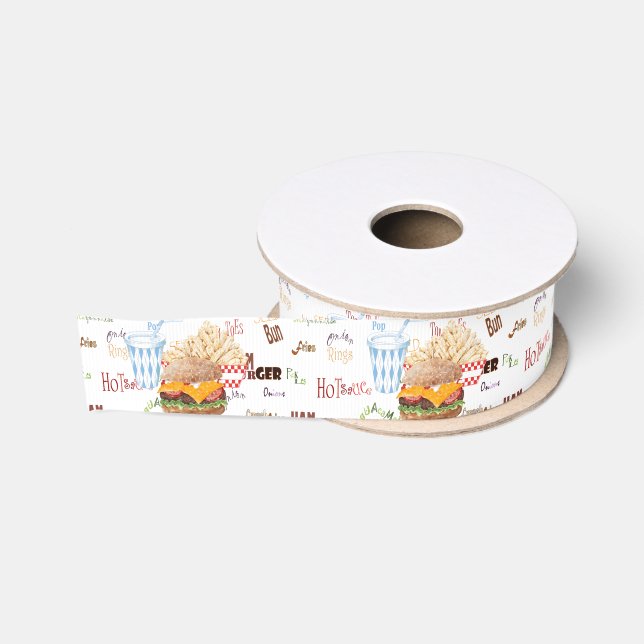 Ruban Gros-grain Hamburger Fries Restauration rapide BBQ Diner (Bobine)
