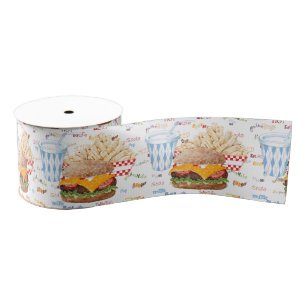 Ruban Gros-grain Hamburger Fries Restauration rapide BBQ Diner