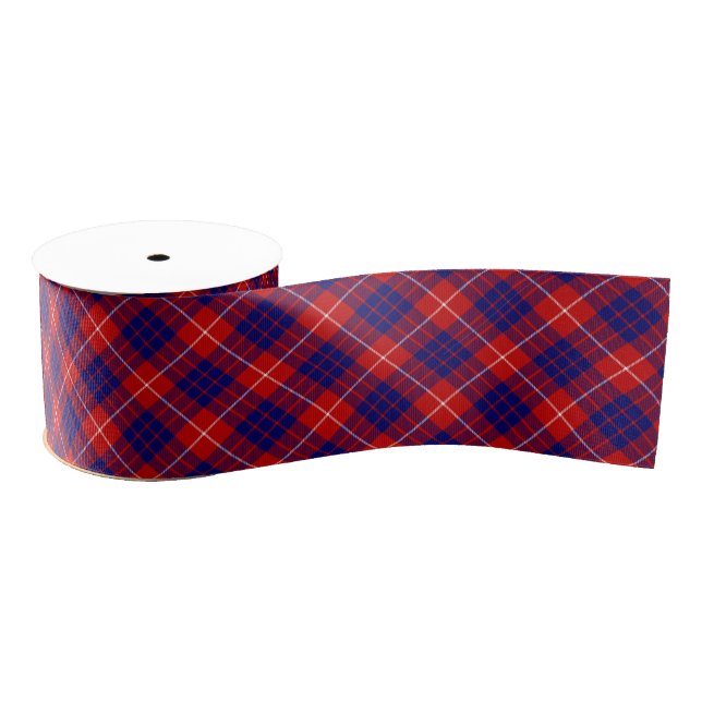 Ruban Gros-grain Hamilton tartan rouge bleu violet plaid (Bobine)
