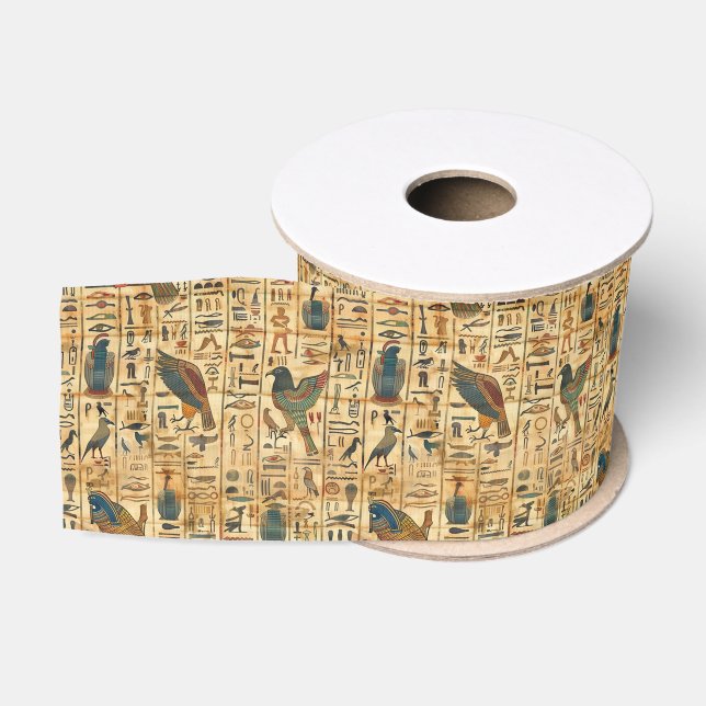 Ruban Gros-grain Hiéroglyphes égyptiens Motif des oiseaux (Bobine)