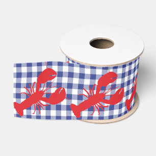 Ruban Gros-grain Homard Gingham Côte du Maine Amusant